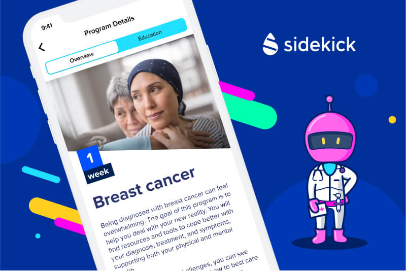 Screenshot of Sidekick Health's breast cancer DTx program.